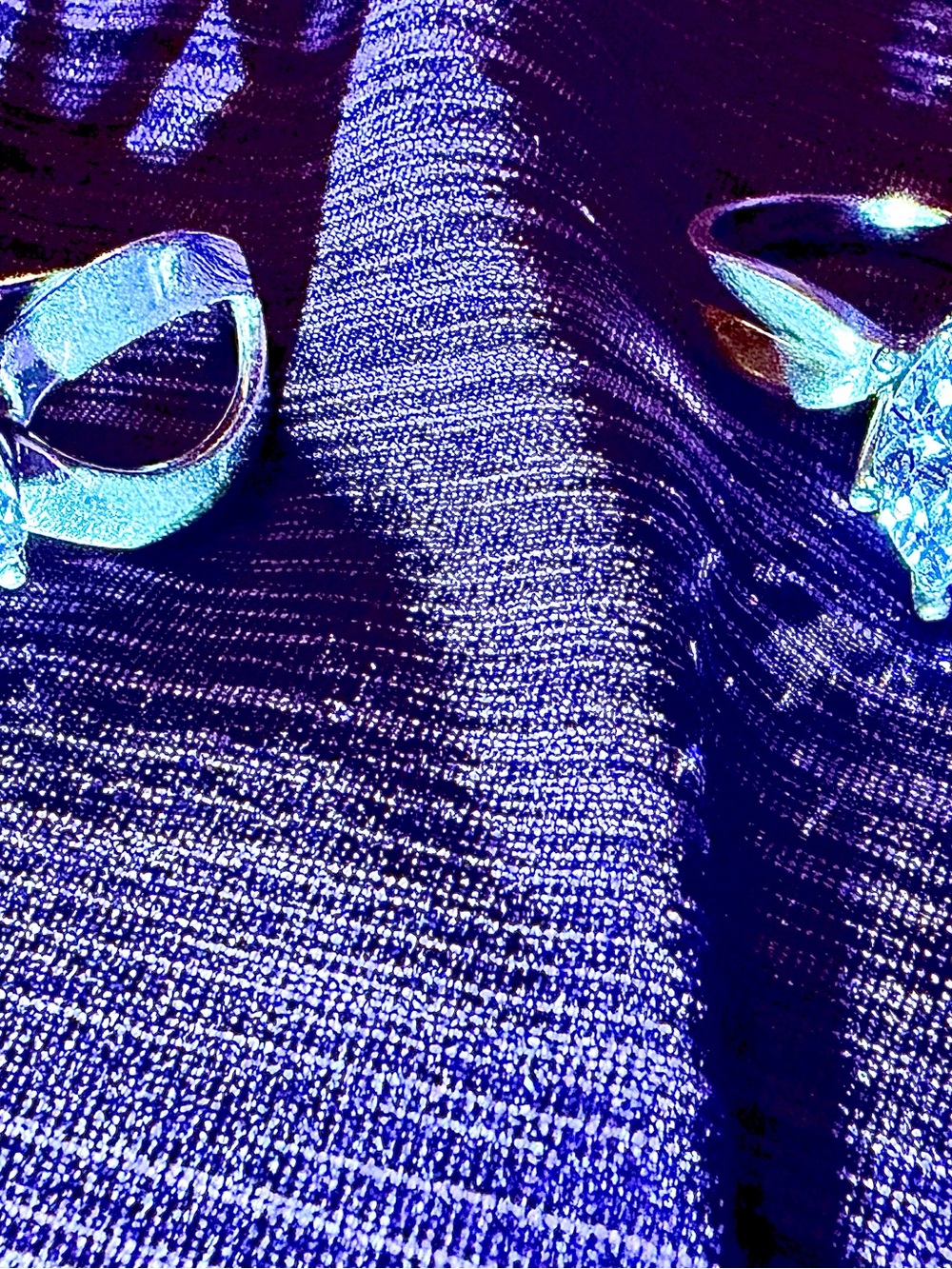 2 Silver Costume Rings:  Marquise-Cut Solitaire/Unique Heart Shape - Picture 7 of 8